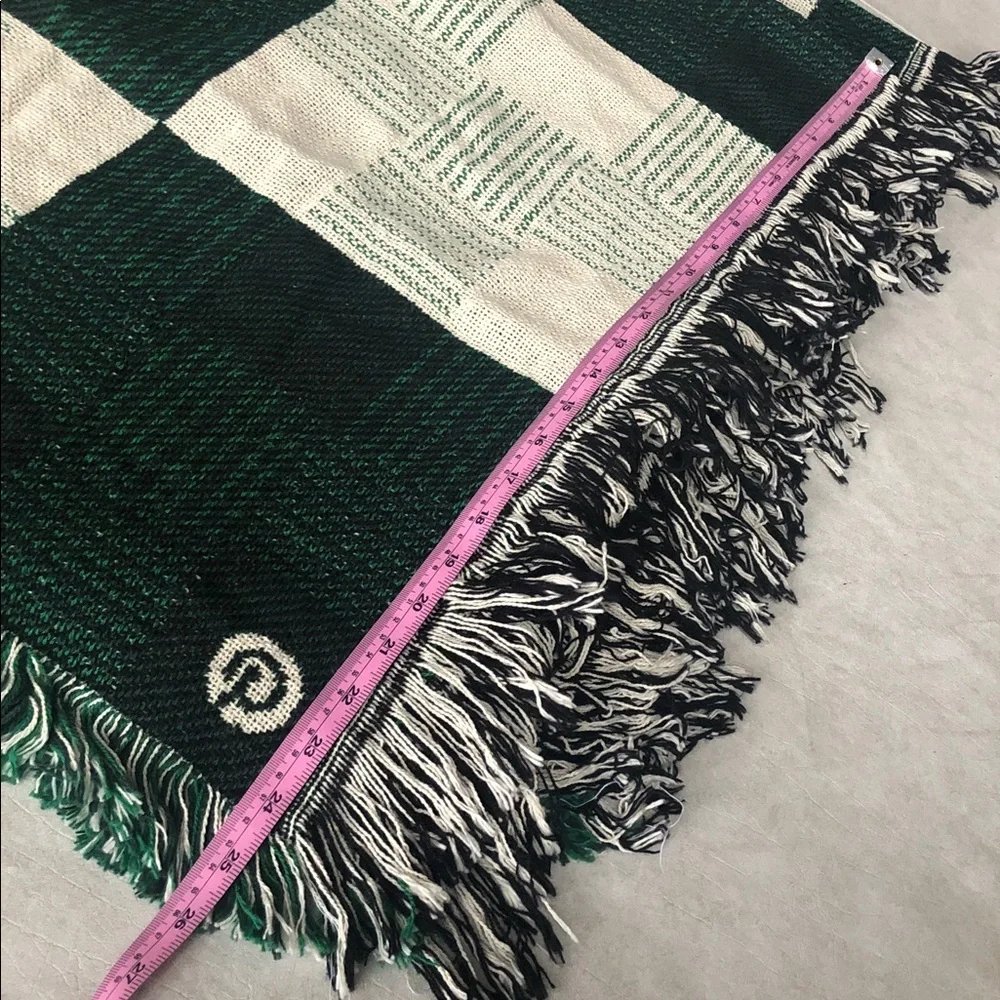 Green Cream Squares 100% Finest Quality Cotton Throw / Bedspread Blanket 50